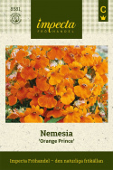 Nemesia 'Orange Prince', Mnóstwo małych kwiatów w jaskrawym pomarańczowym kolorze.