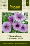 Petunia wisząca F1 'Shock Wave Pink Vein', jasnoróżowa, duże kwiaty
